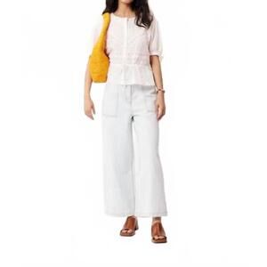 NEW FRNCH women's anays woven blouse top in cream